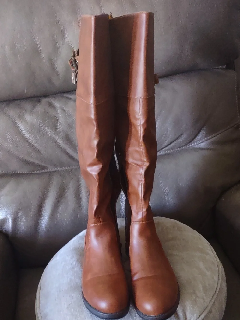 Over-the-Knee Brown Buckle Riding Boots size 7